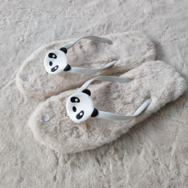 Sandal rumah bulu korea karakter panda | untuk wanita