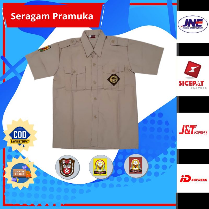 baju seragam sekolah baju Pramuka lengan pendek SD SMP SMA coklat kuning dan coklat susu