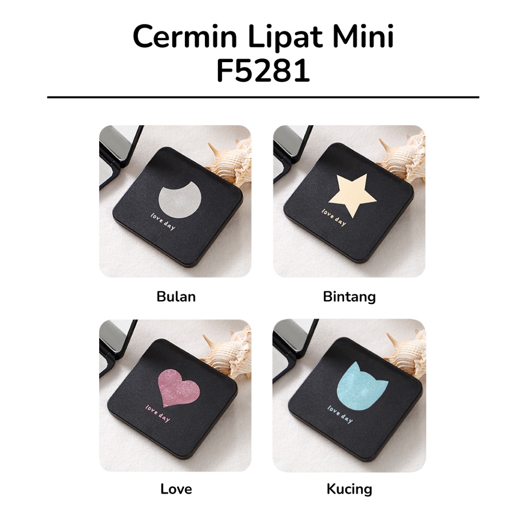 OSM JKT F5281 Cermin Mini / Cermin Lipat Mini Model Segiempat 2 Sisi / Cermin Makeup Petak / Cermin Rias-1