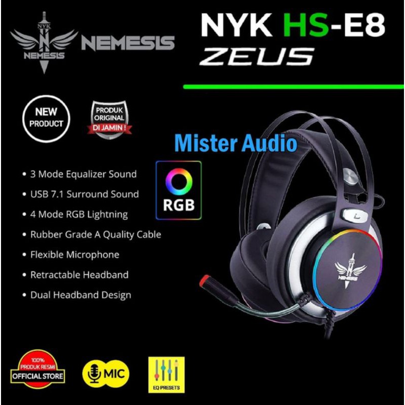 NYK NEMESIS ZEUS RGB Gaming 7.1 Surround Sound Headset Original
