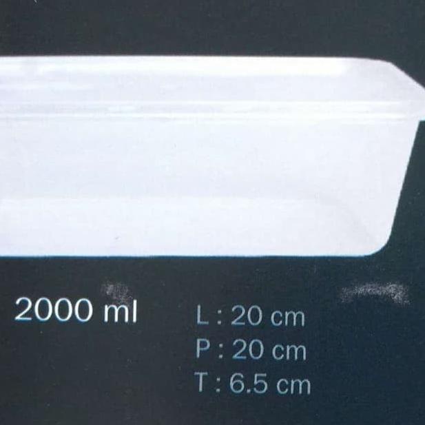 Food Container/Thinwall 2000 ml Square + Tutup Warna Hijau Merek FIM ➵