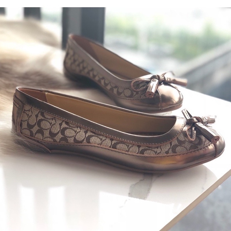 COACH FLAT SHOES SIGNATURE BROWN