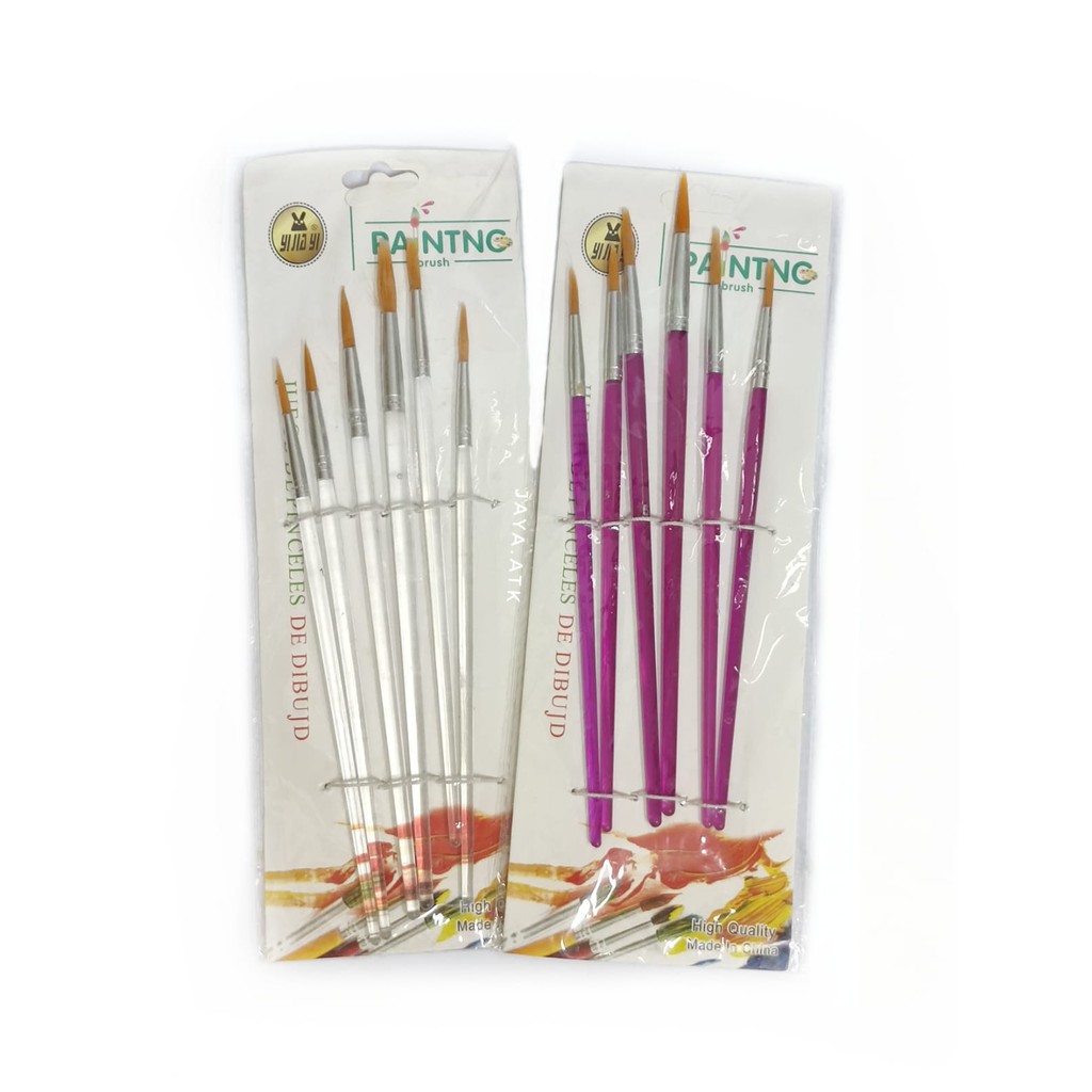 KUAS LUKIS SET 6 PIPIH LANCIP CAT AIR PAINT BRUSH WATER COLOR BRUSH SOFT LEMBUT YI JIA YI