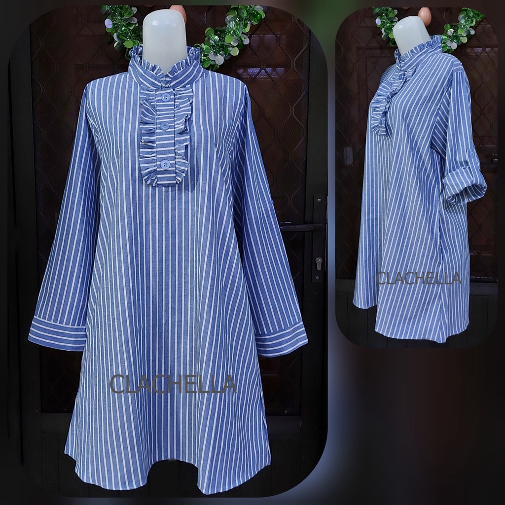 FB Shop Baju Tunik Motif Salur, Baju Atasan Wanita T28083