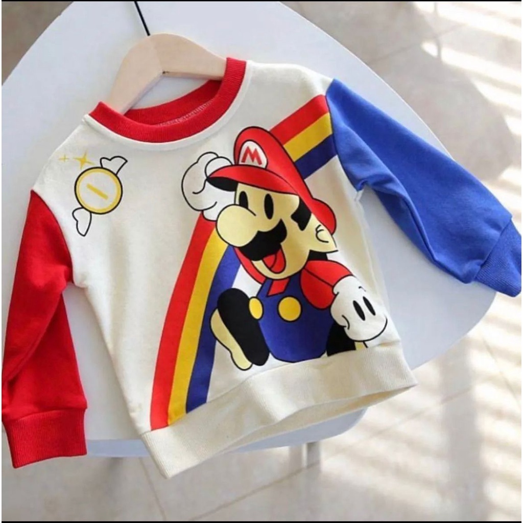 new setelan sweater cardigan bayi anak motif super mario usia 6 bulan-5 tahun bahan babyterry premium terlaris terbaru/ setelan sweater cardigan bayi anak laki-laki/ setelan sweater cardigan bayi anak perempuan/ setelan sweater cardigan bayi anak cowok