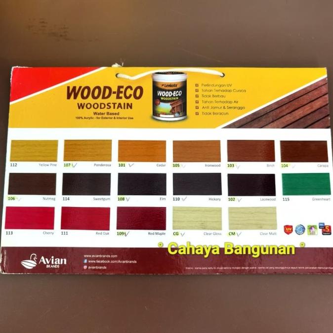 LENKOTE Politur WoodStain Vernis Kayu Wood Stain Eco 1 Lt Liter Avian