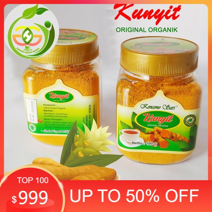 

Jamu Kunyit Bubuk Organik Kencono Sari 100 gr Dijjamin 100% Asli