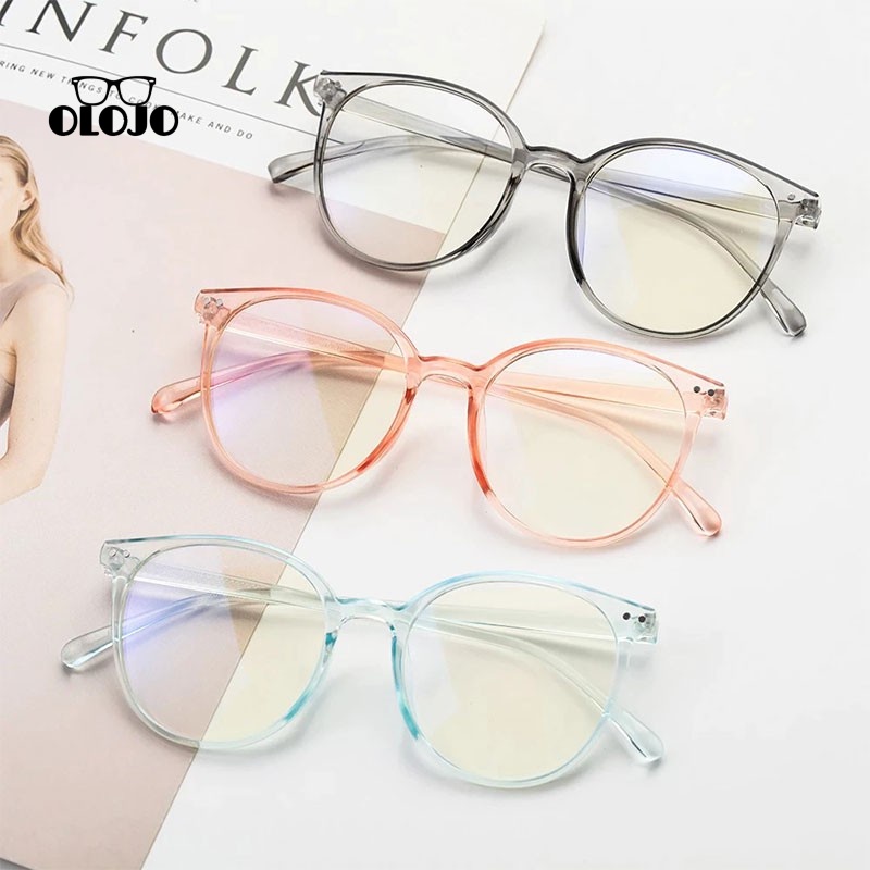 COD Frame Kacamata Anti Radiasi Korean Fashion Kacamata Bulat Eyeglasses Wanita