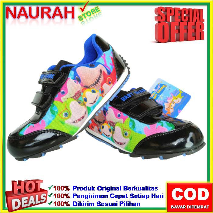 SEPATU BABY SHARK CUTE 100% ORIGINAL PEREKAT VELCRO BSC 001 PAUD TK SD DISKON PROMO MURAH OKE
