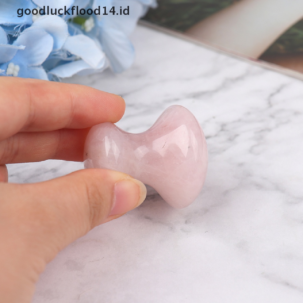 [OOID] Face Massager Guasha Tool Natural Rose Quartz Mushroom Facial Foot Acupuncture ID