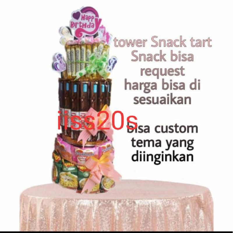 Snack tart/Snack tart isi uang/Snack/Tart*Tower Snack/Kue ultah isi uang/Kue Ultah/ Snack 3 susun