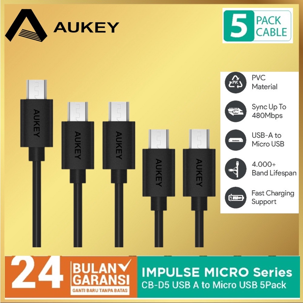 Aukey CB-D5 Cable Mirco USB Multi Length Kabel Mikro Isi 5 CBD5