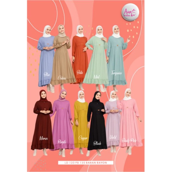 READY GAMIS RUFFLE BY AZP LD 120 / GAMIS DEWASA MUSLIMAH / DRESS WANITA / BAJU TUNIK / GAMIS IBU COU