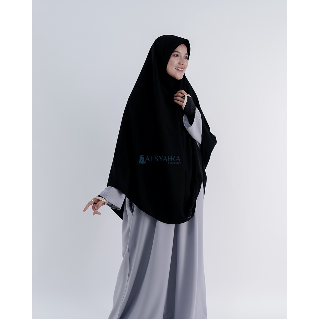 Set Khimar Instan Aisyah Jetblack Alsyahra Exclusive Free Cadar Tali-6