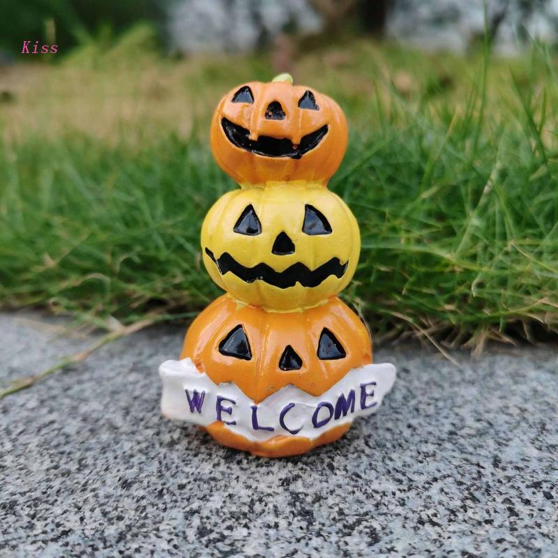 Ornamen Labu Halloween 3 Lapis Bahan Resin Untuk Dekorasi Pesta