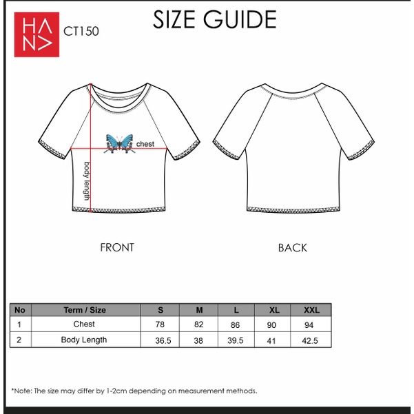 Hana Fashion - Mariposa Crop Top Kaos Butterfly Wanita - CT150