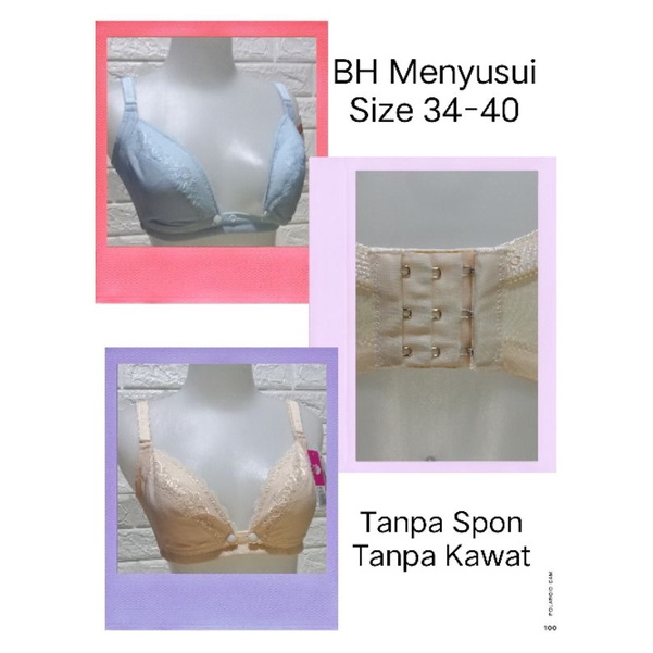 Bh menyusui(360) Pakaian Dalam Wanita Hak 3 CUP B (Sedang)  Spon Tanpa Kawat