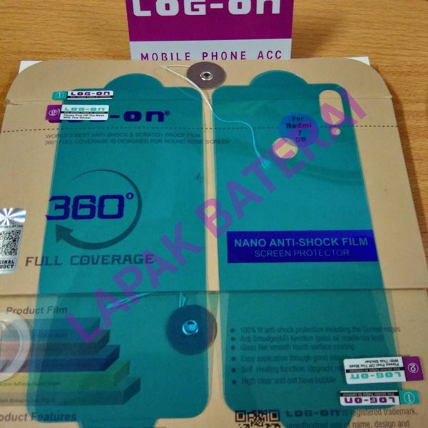 LOG - ON Anti Gores Hydrogel Xiaomi Redmi 7 Depan Belakang