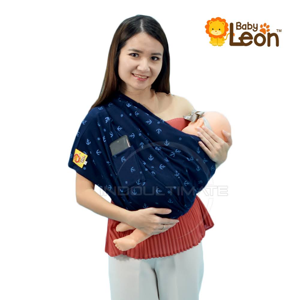 Gendongan Bayi Samping Dengan Kantong Geos BABY LEON Motif Sling Bayi Baby Carier Hipseat Bayi BY-44-01