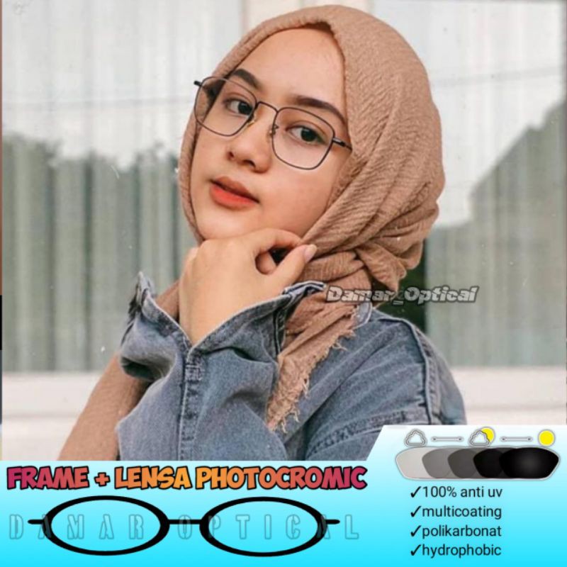 KACAMATA MINUS FRAME 8863 KOTAK KECIL | KACAMATA PAKET + LENSA PHOTOCROMIC MINUS & CYL