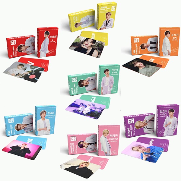 lomo card BTS 55 pcs photocard PC v jimin jin rm suga jhope jungkook 55 pcs print 2 sisi bolak balik agk026(2f1,2g1&amp;3f3)