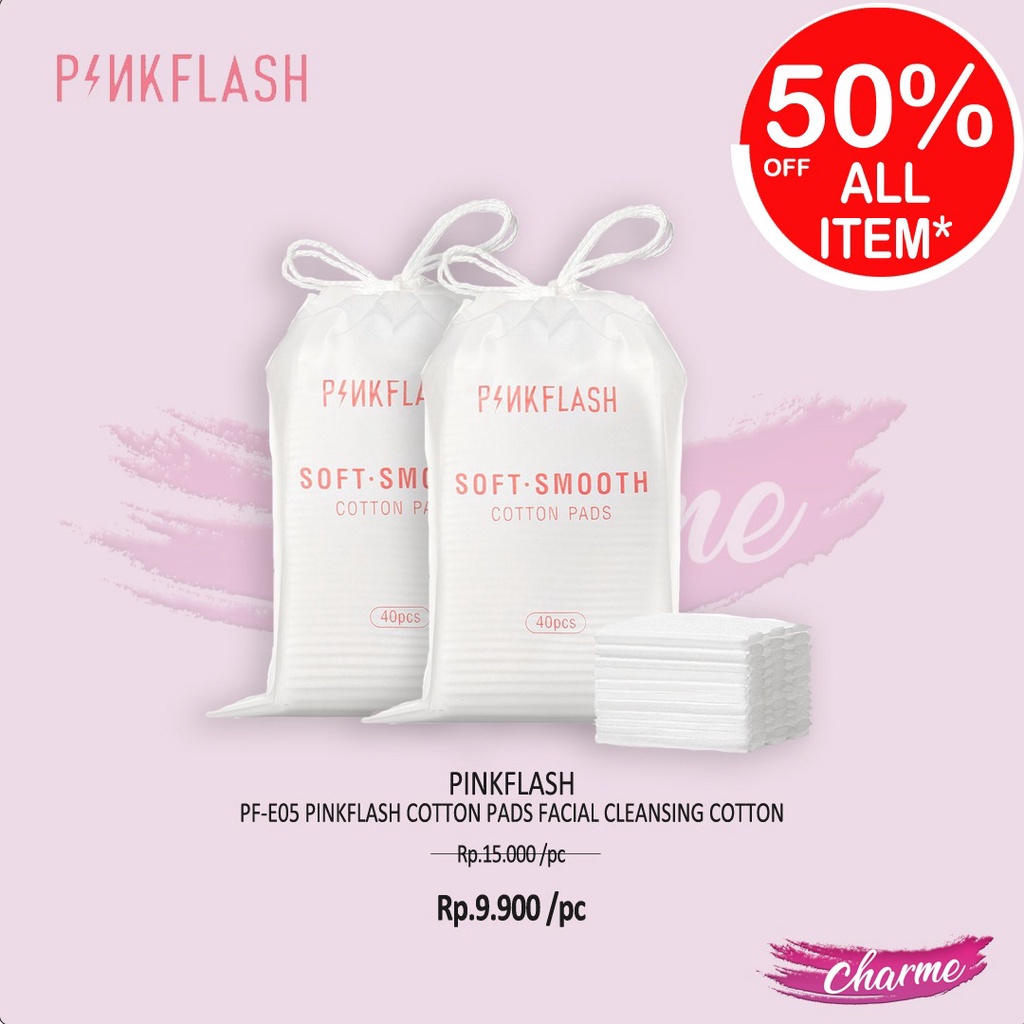 (READY &amp; ORI) Pinkflash Pink Flash Cottons Pads Facial Cleansing T03 T 03 kapas