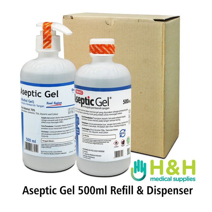 Aseptic Gel 500 ml Paket Pump &amp; Refill / Hand Sanitizer Gel