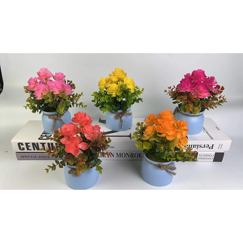 AND / COD / Pot Bunga Hias Plastik Import Dekorasi Rumah Artificial Flowers Murah Tanaman Bunga Hias PBP90