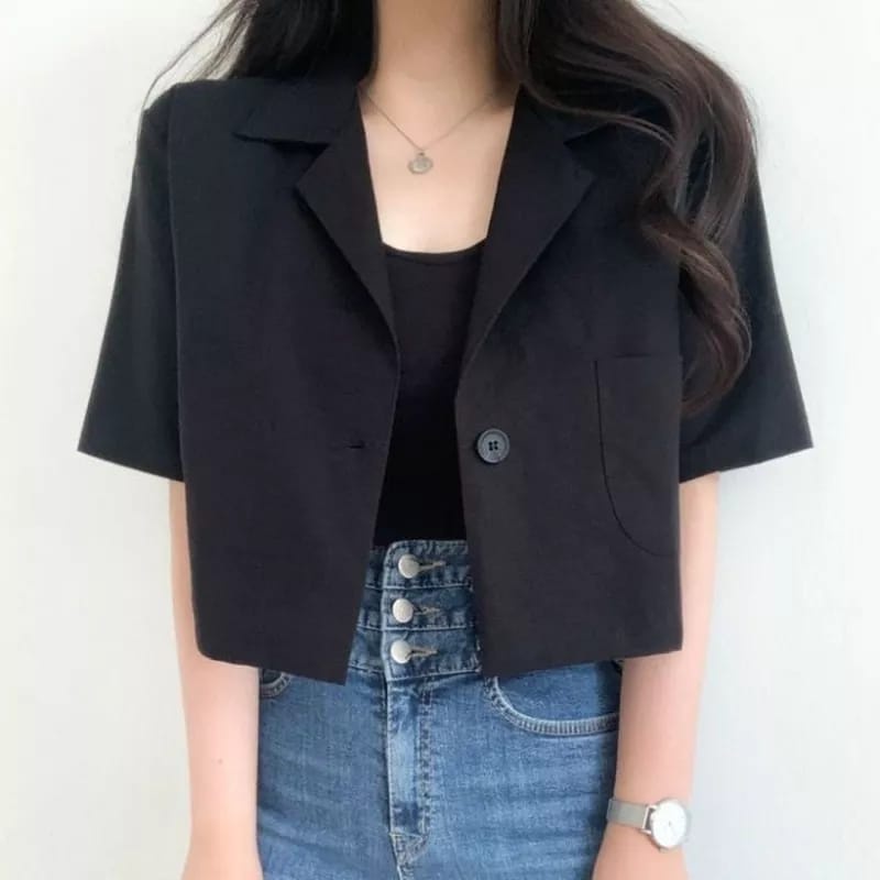 Blazer korea lengan pendek wanita cropped TERBARU cropped