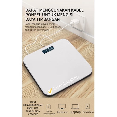 timbangan badan digital with usb charging anti pecah with lcd