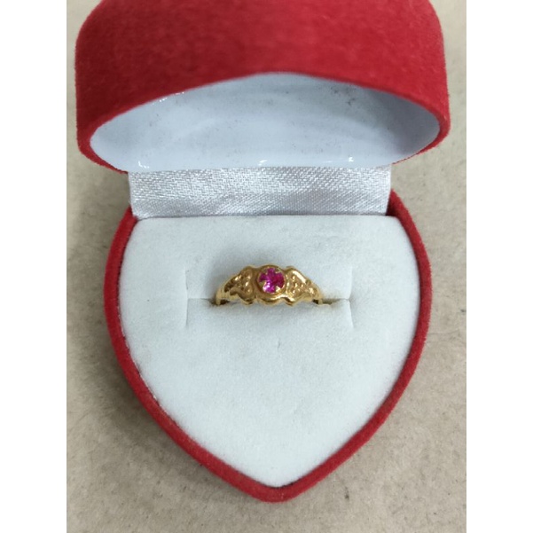cincin anak mata merah ukir 1/2 gram emas muda