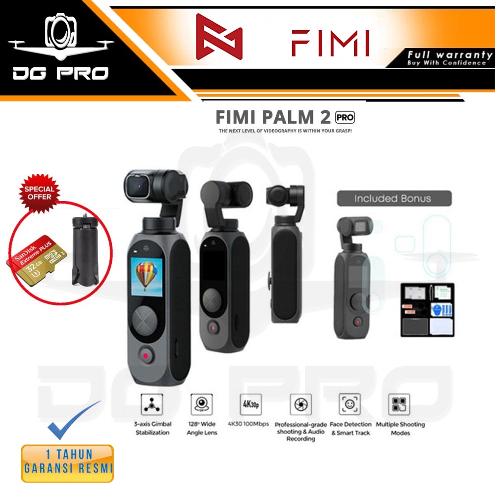 Jual XIAOMI FIMI PALM 2 PRO 3-Axis 4K HD Handheld Gimbal Pocket Cam ...