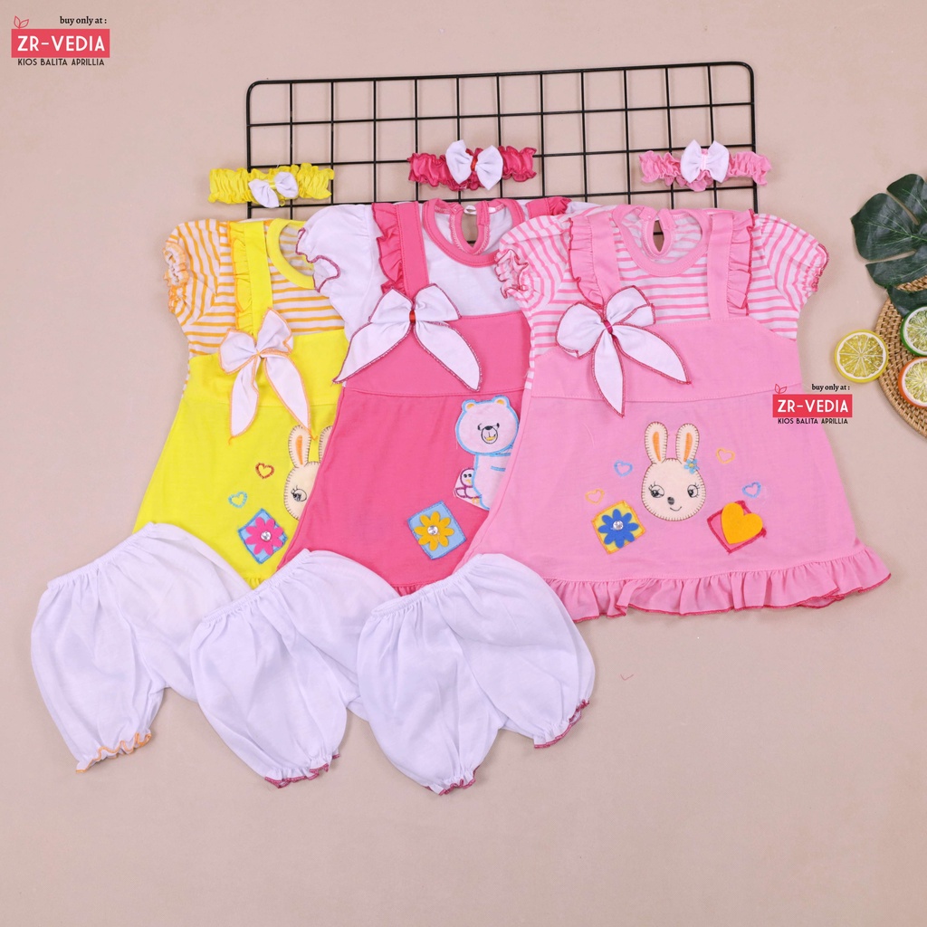 (GRATIS BANDANA/TOPI) Setelan Baby Naomi 0-12 Bulan / Baju Anak Bayi Perempuan Bahan Katun New Born Kiosbalitaaprillia