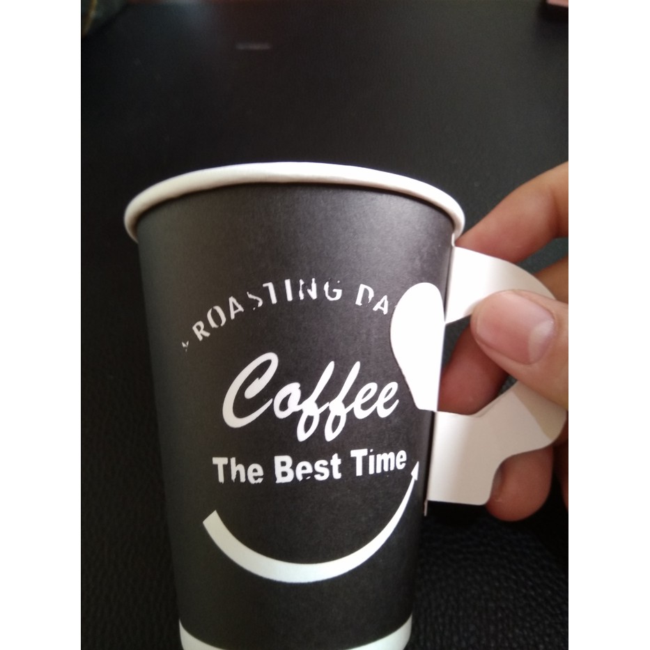 HOT PAPER CUP SIZE 9 OZ COFFEE HANDLE GELAS KERTAS KOPI ISI 50 PCS