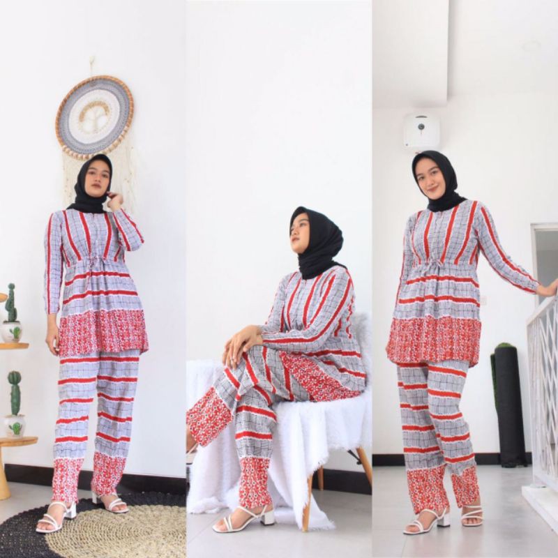 setelan batik one set tali serut