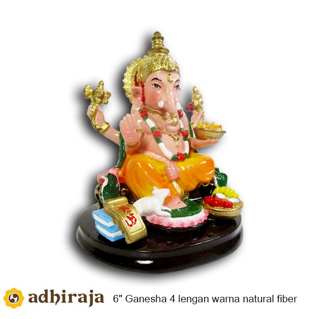 Patung/Rupang 5,5'' Ganesha 4 Lengan Warna Natural Fiber