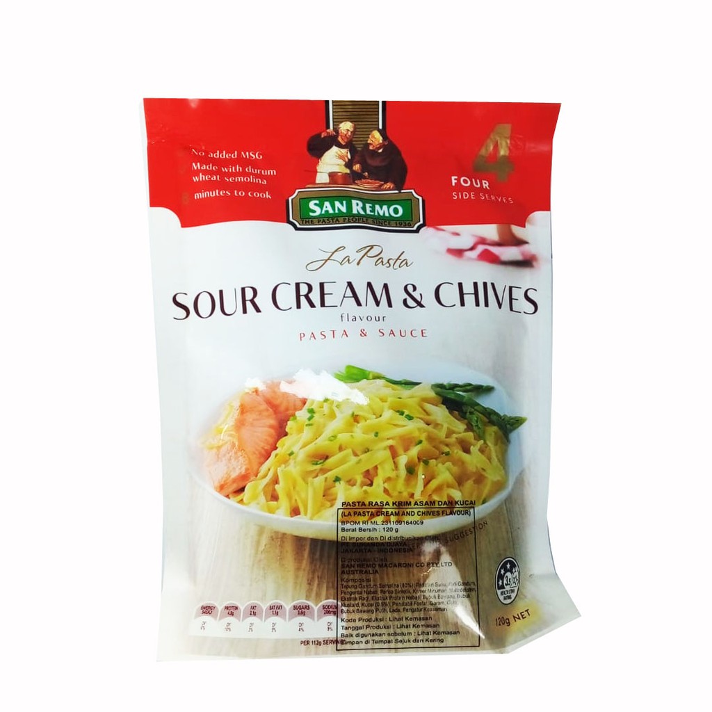 

SAN REMO LA PASTA SOUR CREAM & CHIVES FLAVOUR 120GR