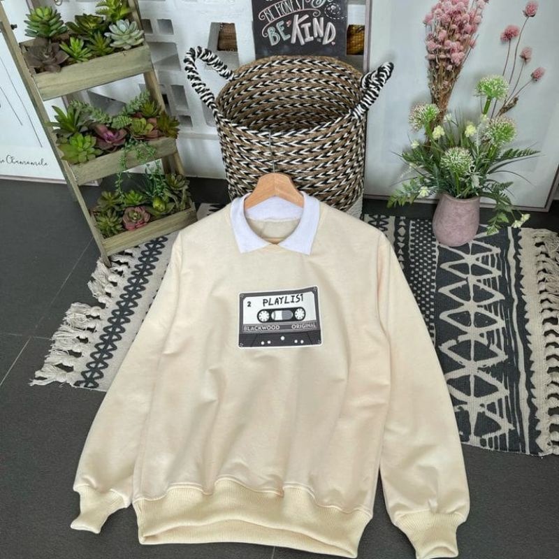 GSC - PLAYLIST SWEATER OVERSIZE WANITA KERAH