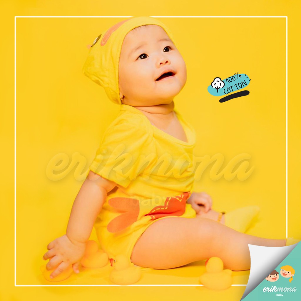 ⭐️baju bayi Jumper Bayi baju anak bebek kuning topi lucu⭐️