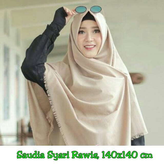 Jilbab Segiempat Saudia Syari Rawis 140x140 cm