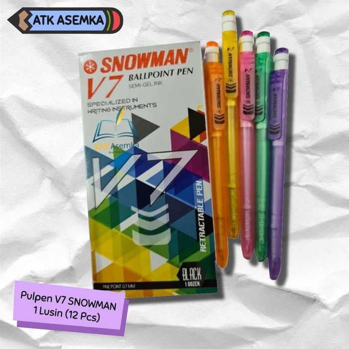 

V7 Pen - Snowman - V7 (Per Lusin ) / Boplen / Pulpen / ballpoint Atk