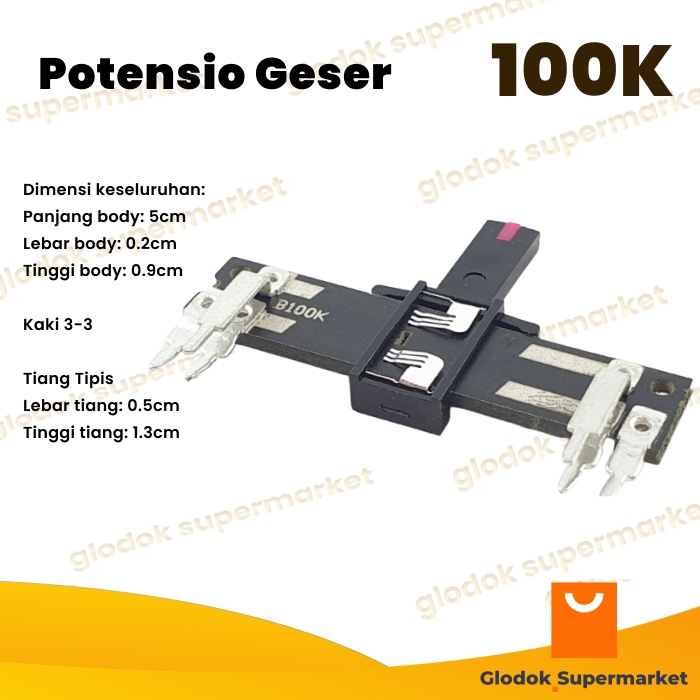 Potensio Geser 5cm 6 pin 100k Stereo Kaki 3-3 Slide 5 cm Equalizer 104