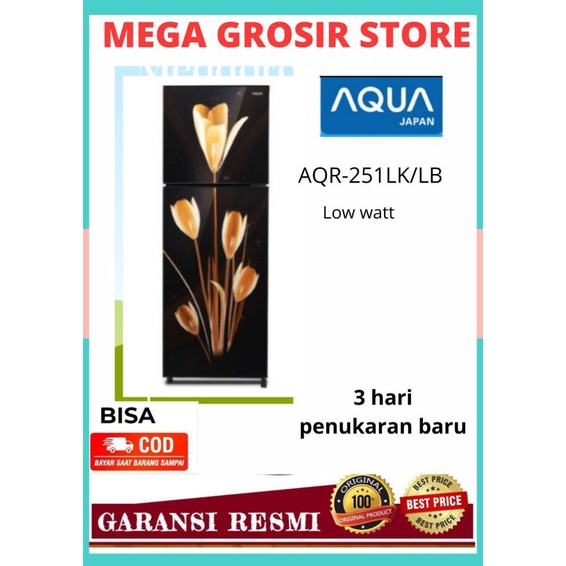 KULKAS AQUA 2PINTU AQR D251 MOTIF BUNGA