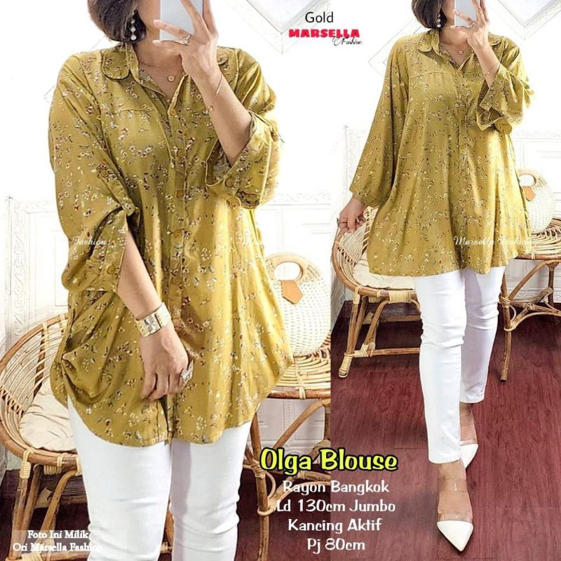 BAJU ATASAN WANITA JUMBO BIG SIZE OVERSIZE LD 130 TERMURAH/LONG TUNIK KERJA KANTOR KATUN JUMBO MOTIF