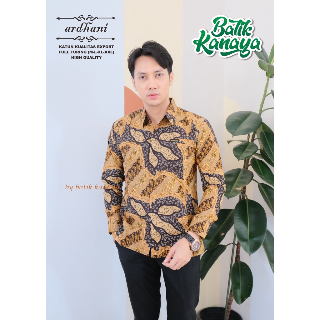 Kanaya - Baju Batik Pria Lengan Panjang Modern Full Furing Bahan Katun Kualitas Ekspor ARDHANI