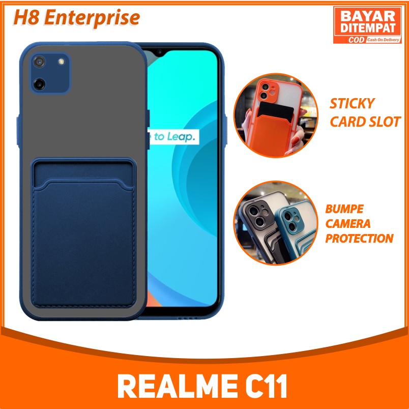 Soft Case Realme C11 Colored Card Slot TPU Casing Holder Simpan Kartu