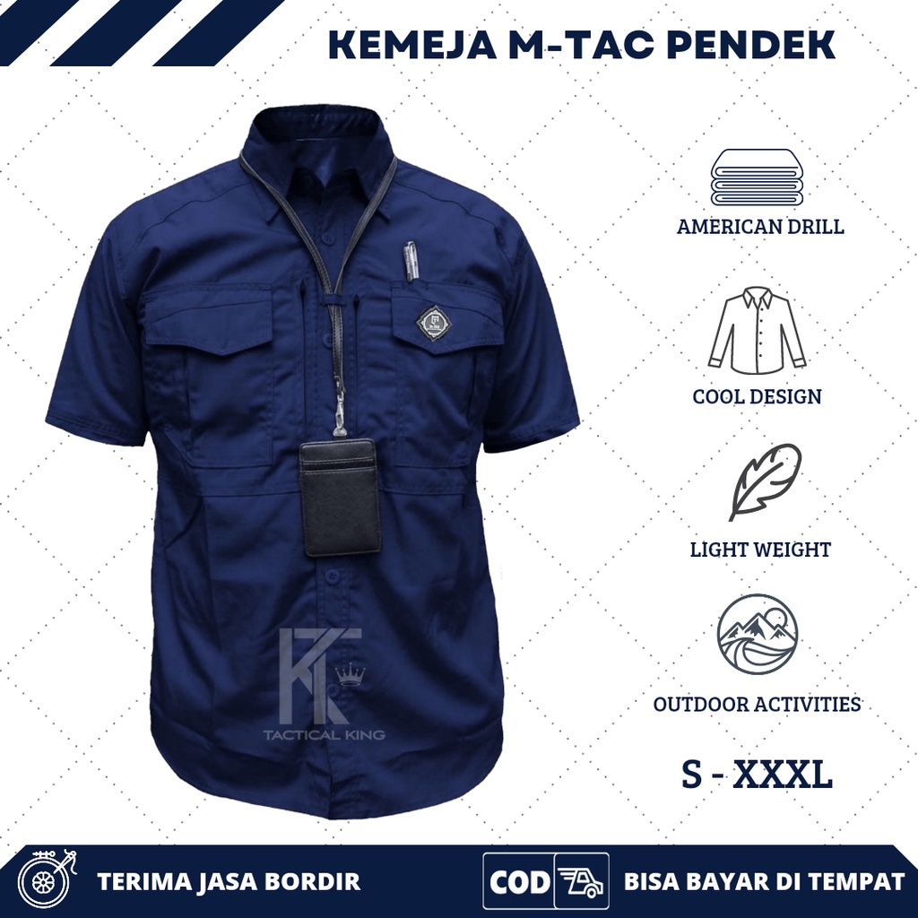 Baju Kemeja Tactical M-TAC Lengan Pendek Best Seller PDL Pria Bahan Drill Outdoor Lapangan Kantor