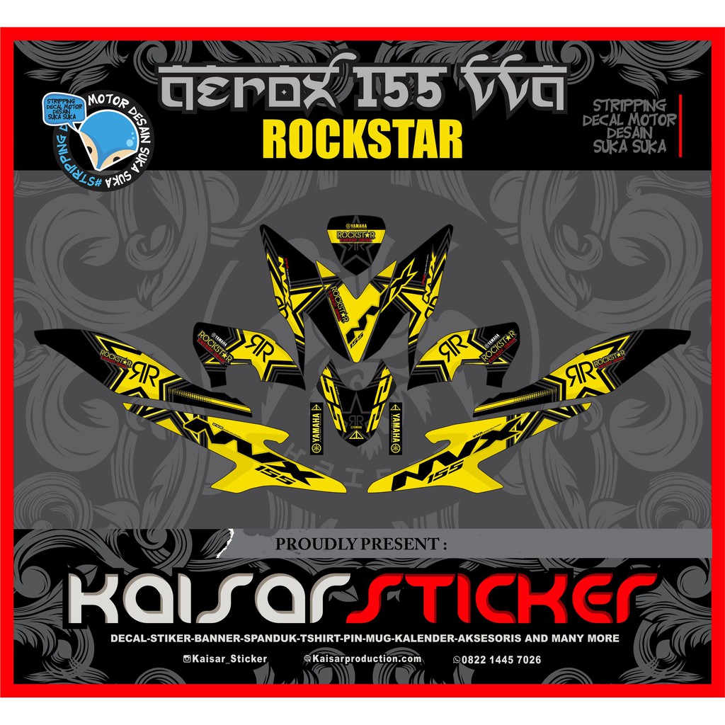 Stiker Yamaha Aerox 155 Full Body Rocstar Kuning Shopee Indonesia