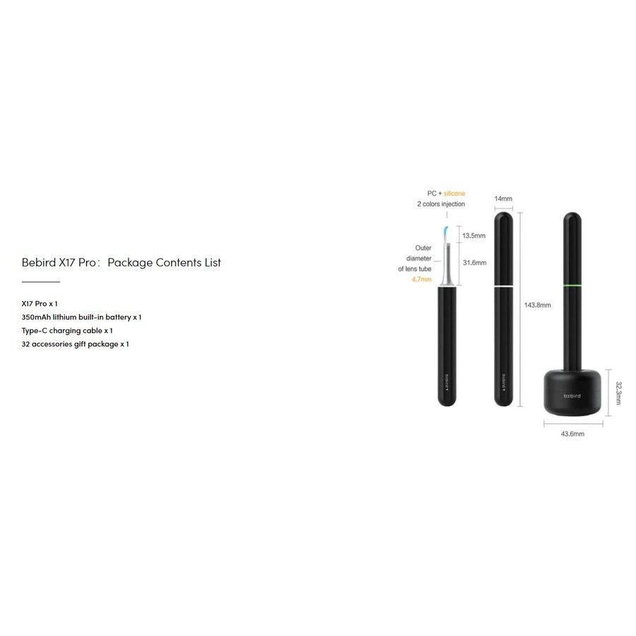 BEBIRD X17 PRO Ear Cleaning WIFI Visual Earpick Korek Kuping Garansi