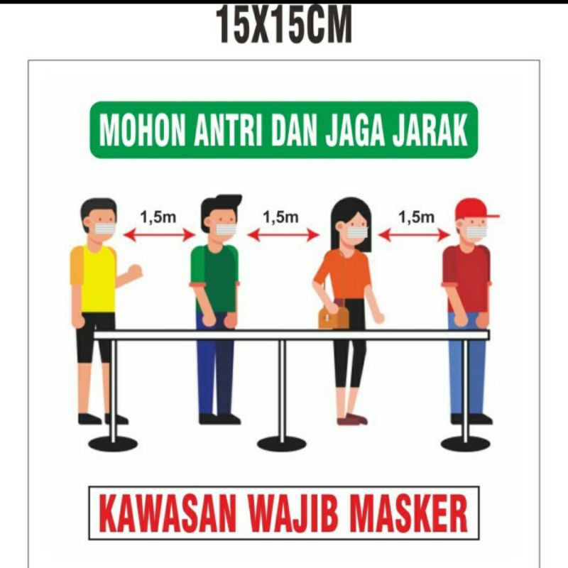 

STIKER MOHON ANTRI & JAGA JARAK 15x15CM